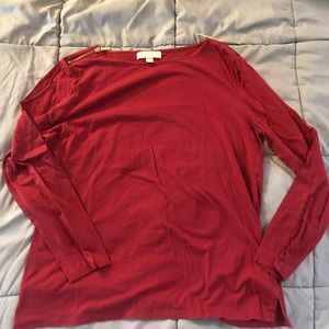 Red Michael Kors Zipper shoulders shirt